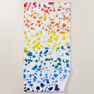 Abstract Terrazzo Mosaic Colourful Rainbow Pattern Beach Towel
