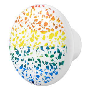 Abstract Terrazzo Mosaic Colourful Rainbow Pattern Ceramic Knob