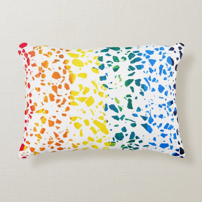 Abstract Terrazzo Mosaic Colourful Rainbow Pattern Decorative Cushion (Front)