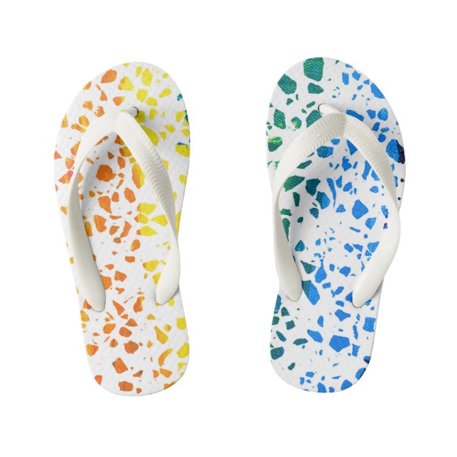 Abstract Terrazzo Mosaic Colourful Rainbow Pattern Kid's Jandals (Footbed)