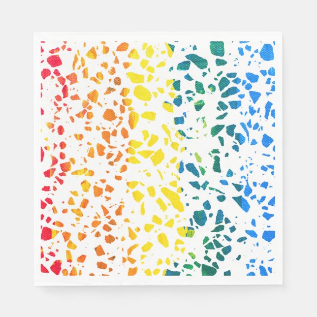 Abstract Terrazzo Mosaic Colourful Rainbow Pattern Napkin (Front)