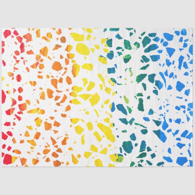 Abstract Terrazzo Mosaic Colourful Rainbow Pattern Tissue Paper (Front)