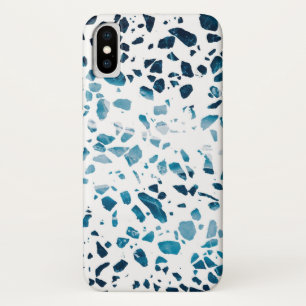 Abstract Terrazzo Mosaic Navy & Light Blue Pattern Case-Mate iPhone Case