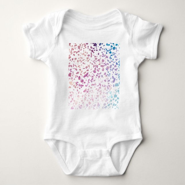 Abstract Terrazzo Mosaic Pink & Blue Pattern Baby Bodysuit (Front)