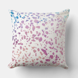 Abstract Terrazzo Mosaic Pink & Blue Pattern Cushion