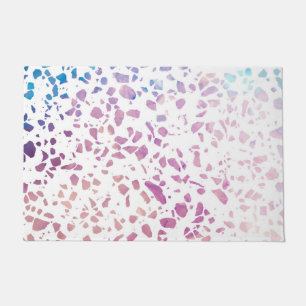 Abstract Terrazzo Mosaic Pink & Blue Pattern  Doormat