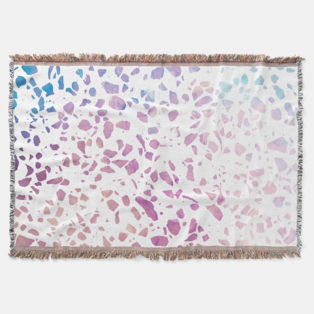 Abstract Terrazzo Mosaic Pink & Blue Pattern Throw Blanket (Front)