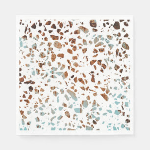 Abstract Terrazzo Mosaic Rust Brown & Blue Pattern Napkin