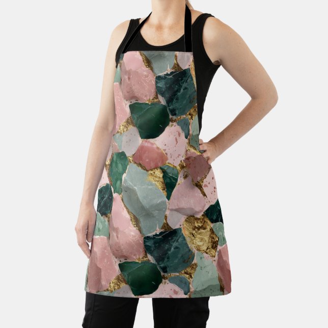 Abstract Terrazzo Pattern with Gold Accents Apron (Insitu)