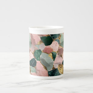Abstract Terrazzo Pattern with Gold Accents Bone China Mug