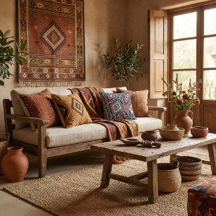 Abstract textile retro geometric pattern   cushion