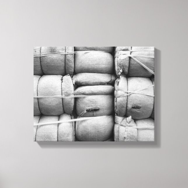 Abstract Texture Black and White Sacks Canvas Print (Front)