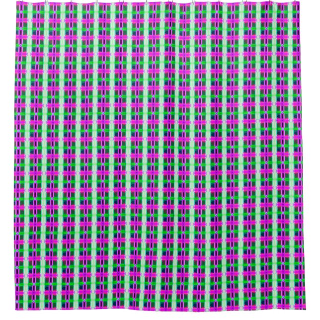 abstract texture, coloured plaid pattern, retro ta shower curtain (Front)