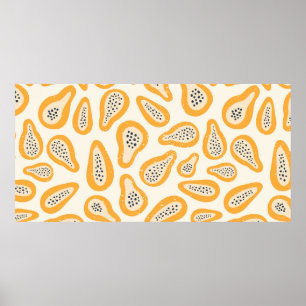 Abstract texture fruit pattern with papaya and gru poster