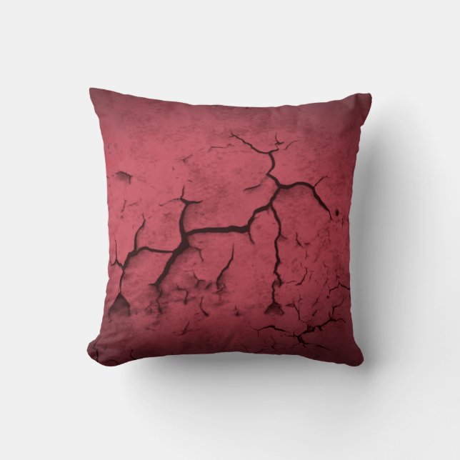 Abstract Texture Red Clay Cracked Wall Cushion (Front)