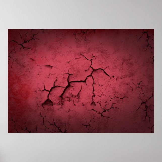 Abstract Texture Red Clay Cracked Wall Poster (Front)