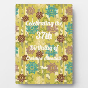 Abstract Texture Silhouette Stencil Art Birthday Plaque