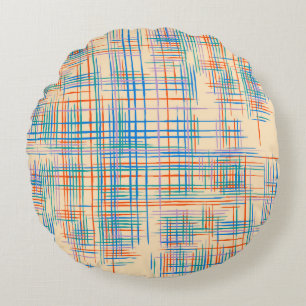 Abstract Texture with Crossing Stripes. Modern Pat Round Cushion