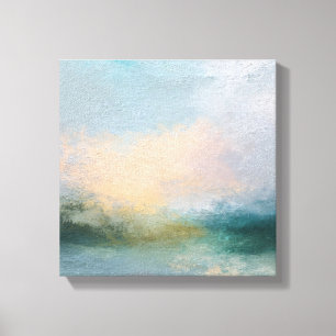 Abstract Textured Canvas Art   Ethereal Teal,Peach