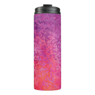 Abstract textured design in pink and purple thermal tumbler