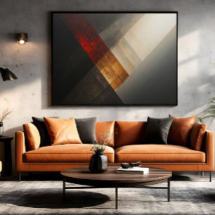 Abstract Textured Diagonal Red Gold Canvas Print