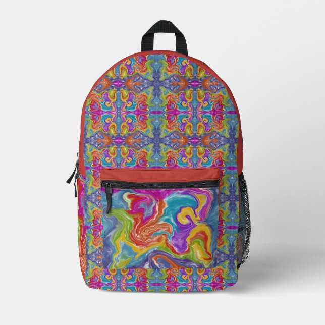 Abstract the Swirl of Colours Printed Backpack (Front)