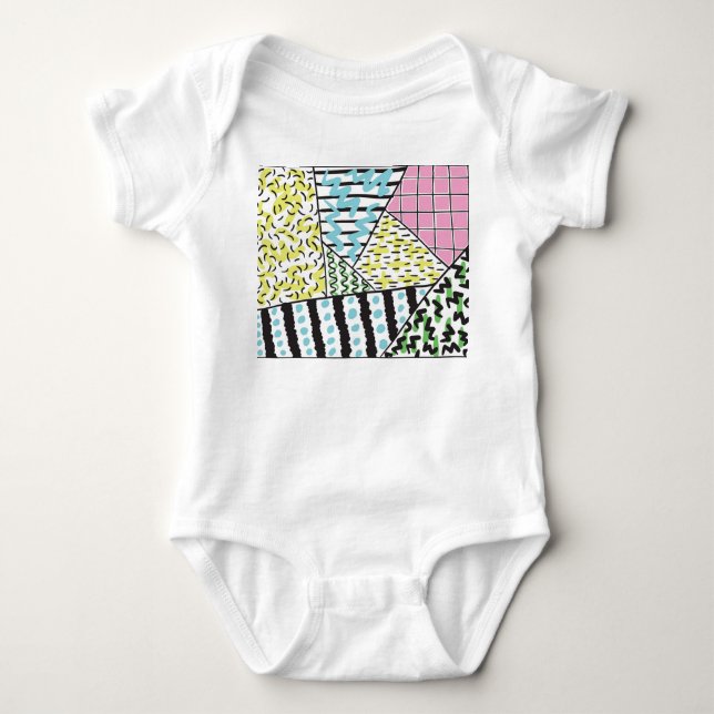 Abstract Three: Hand-Drawn Background Art. Baby Bodysuit (Front)