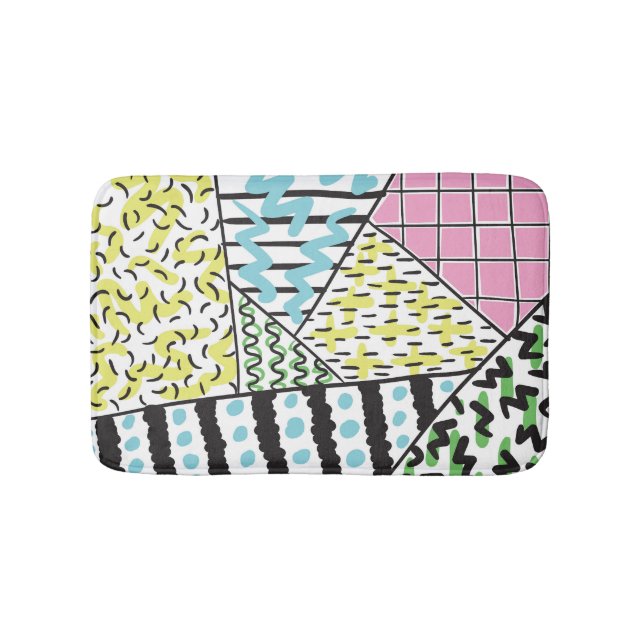 Abstract Three: Hand-Drawn Background Art. Bath Mat (Front)