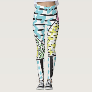 Abstract Three: Hand-Drawn Background Art. Leggings