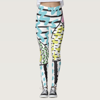 Abstract Three: Hand-Drawn Background Art. Leggings