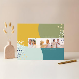 Abstract Three Photo Layout Colourful Anniversary Guest Book