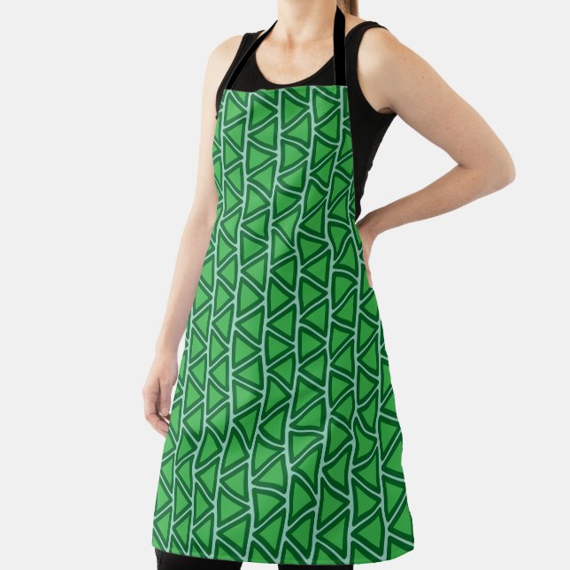 Abstract Three Tone Green Triangle Pattern Apron (Insitu)
