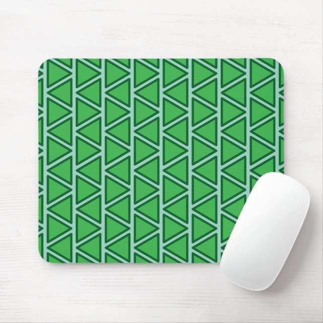 Abstract Three Tone Green Triangle Pattern Mouse Pad (With Mouse)