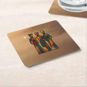 Abstract Three Wise Men Square Paper Coaster