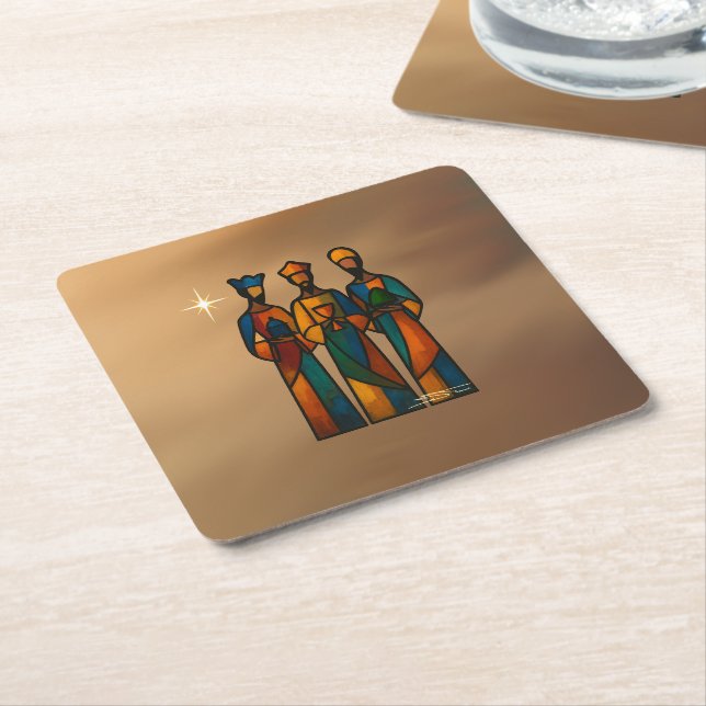 Abstract Three Wise Men Square Paper Coaster (Angled)