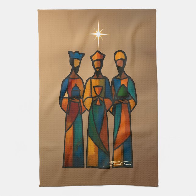 Abstract Three Wise Men Tea Towel (Vertical)