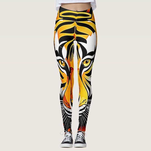 Abstract Tiger Art Leggings (Front)