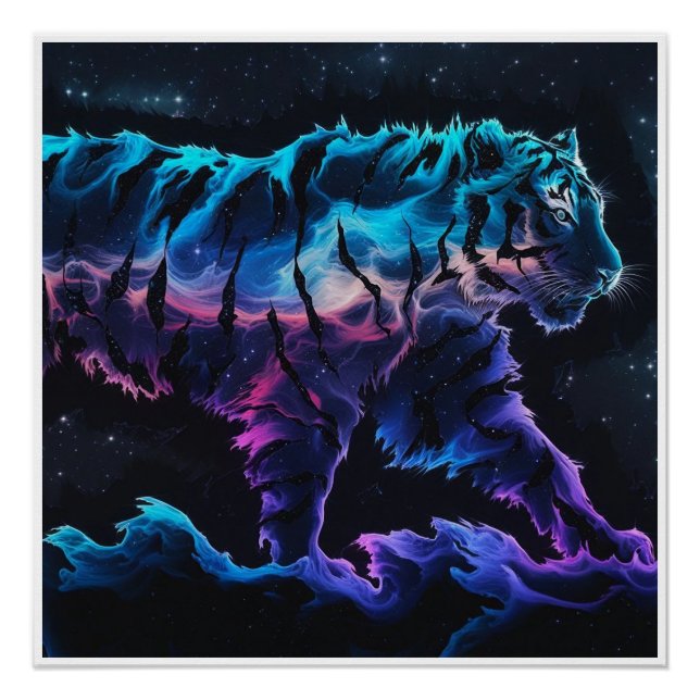 Abstract Tiger Conceptual Ink Art in Alcohol Paint Poster (Front)