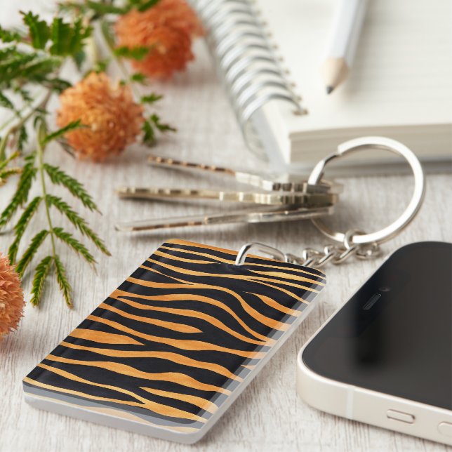 Abstract Tiger Print Keychain (Front Right)