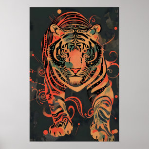 Abstract Tiger Print Tribal Jungle Illustration