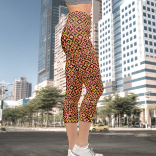 Abstract Tile Pattern High Waisted Capris