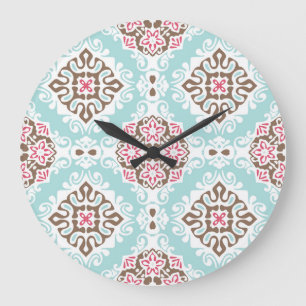 Abstract Tiled: Vintage Seamless Pattern Large Clock