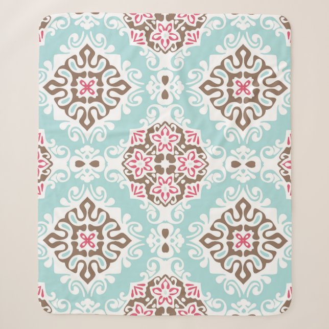 Abstract Tiled: Vintage Seamless Pattern Sherpa Blanket (Front)