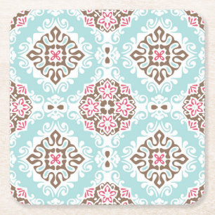 Abstract Tiled: Vintage Seamless Pattern Square Paper Coaster