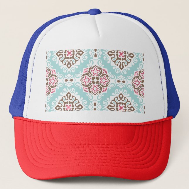 Abstract Tiled: Vintage Seamless Pattern Trucker Hat (Front)