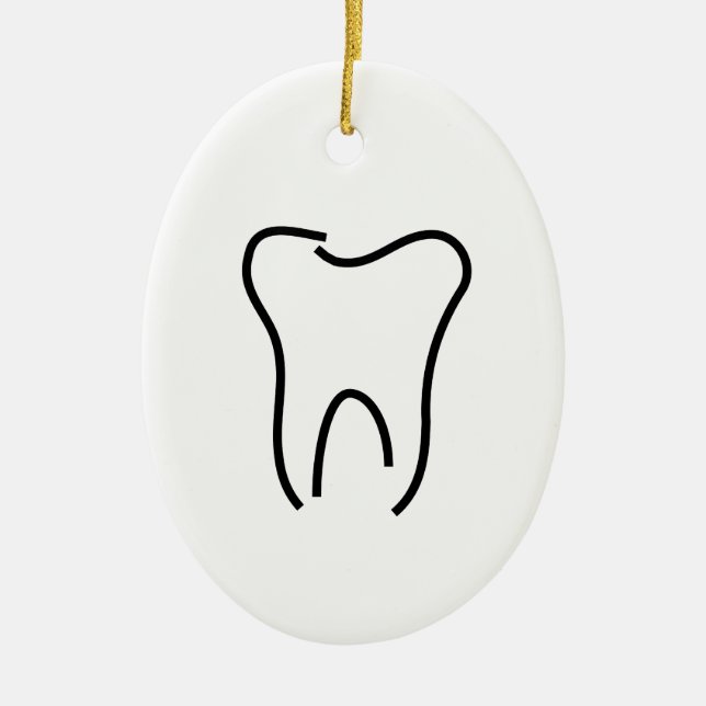 Abstract tooth graphic ceramic tree decoration (Front)