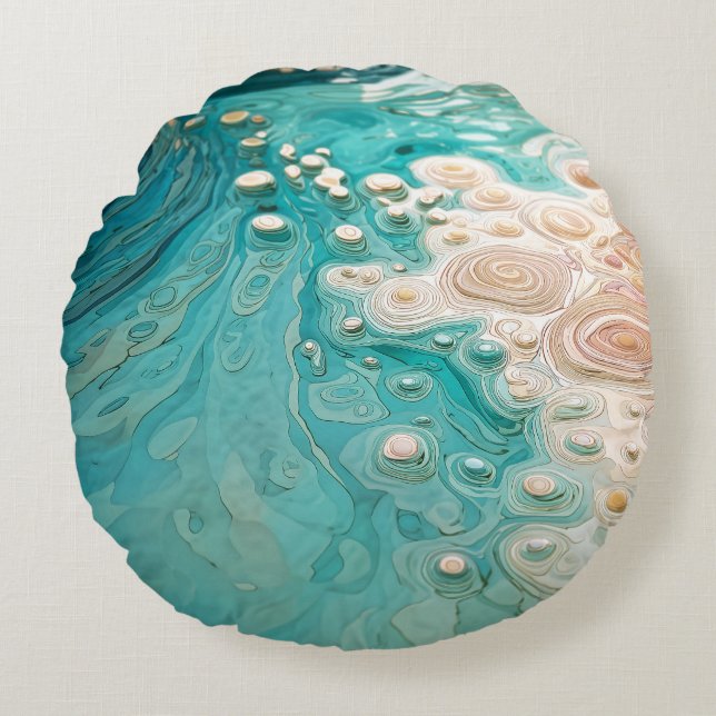 Abstract Topographic Ocean Art Round Cushion (Front)