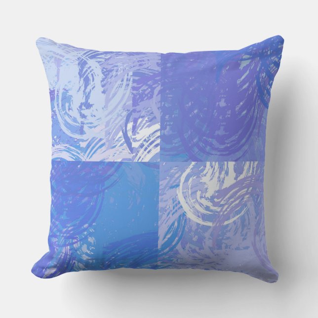 Abstract Tossed Turquoise and Purple Cushion (Front)