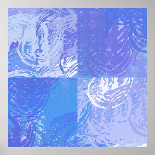 Abstract Tossed Turquoise and Purple Poster (Front)