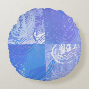 Abstract Tossed Turquoise and Purple Round Cushion